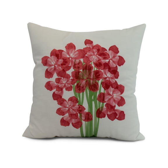 Simply Daisy, 20" x 20" Florpalida, Floral Print Outdoor Pillow, Red