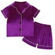 thumbnail image 1 of Odeerbi 1-8 Años Niños Niñas Pijama de Verano de Satén Con Solapa de Muesca Camisa de Manga Corta Pantalón Conjunto de Ropa de Dormir Suave, 1 of 9