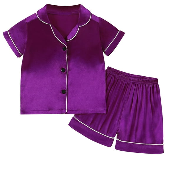 Timegard Toddler Baby Clothes Boy Girl Sleepwear Satin Sets Pajamas Soft Shirts Shorts Infant Outfits
