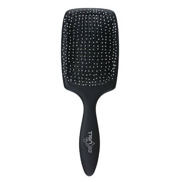 Tion Detanger cepillo de pelo húmedo para cabello húmedo y seco | Las puntas de bola con infusión de iones negativos se deslizan a través de enredos con facilidad para todo tipo de cabello - Negro