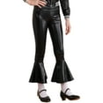 thumbnail image 5 of CHICTRY Girls Shiny Metallic Flared Pants Bell Bottoms Bronzing Cloth Dance Performance Leggings Black 8, 5 of 7
