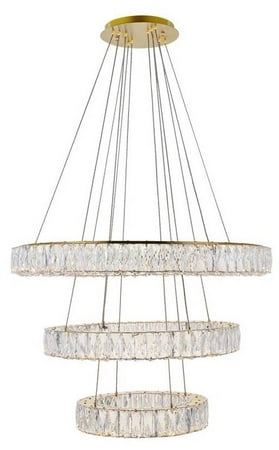 three tiered gold chandelier that looks like a crystal chandelier