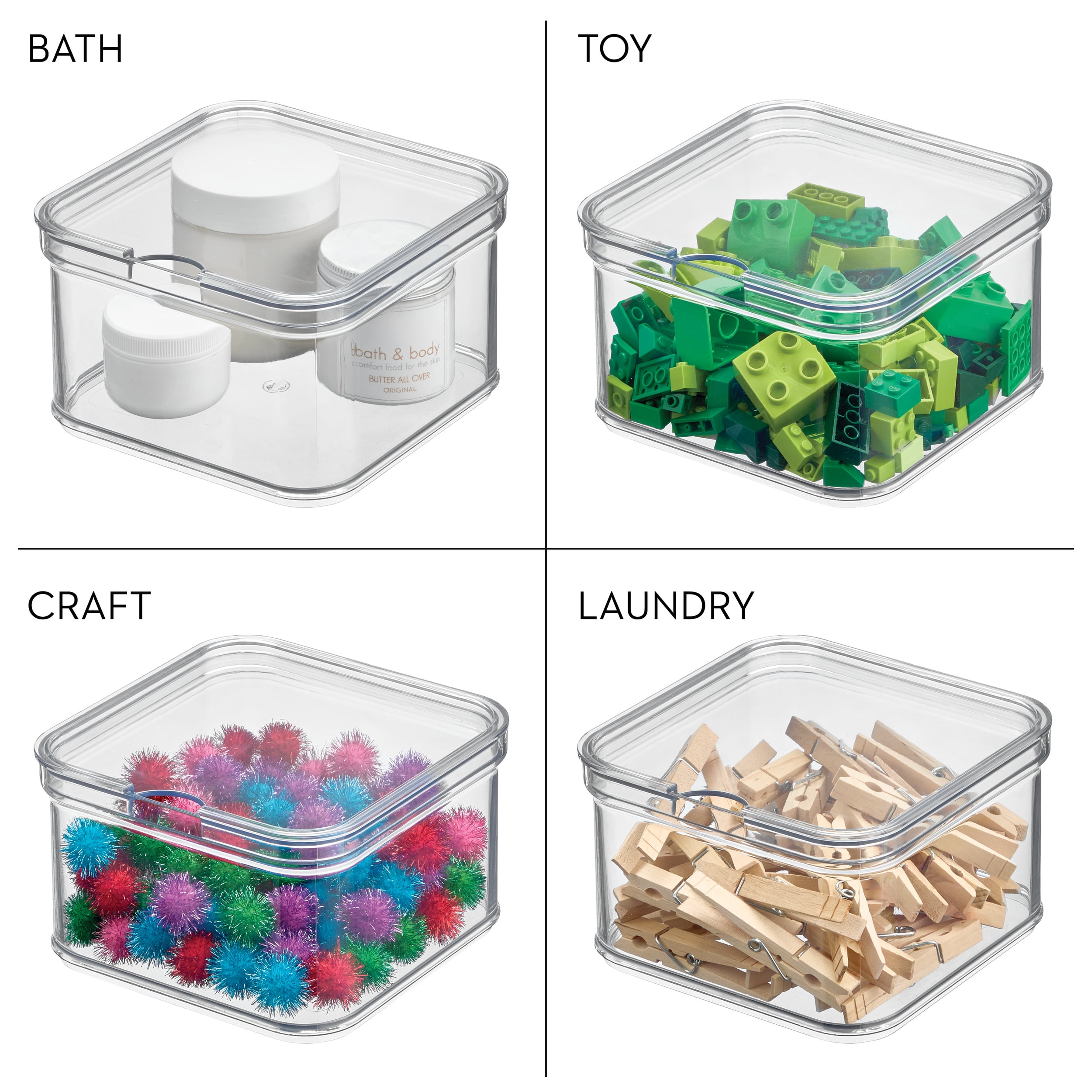 iDesign Stackable Fridge Organizer Bins with Lid for Fresh Produce - Ideal for Fruits, Vegetables, and Snacks