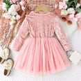 thumbnail image 4 of Flower Girl Dress - Girls Long Sleeve Bowknot Patchwork Mesh Princess Party Dress - Elegant Children's Formal Gown, Birthday Celebration Outfit - Toddler Girl Dress,Color:Pink,Size:3-4 Years, 4 of 6