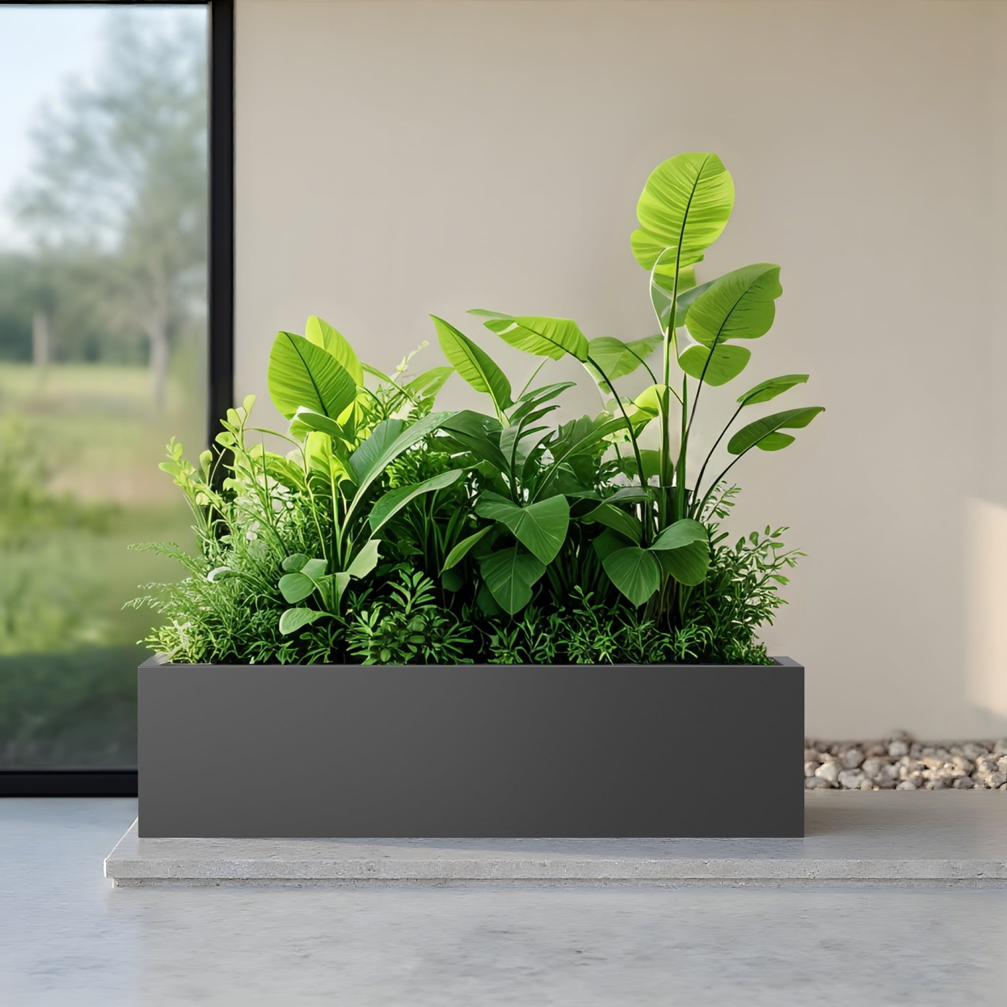 MAYEERTY 36*10"Large Metal Rectangular Planter with Drainage Holes for Tall Plants&High-Traffic Areas