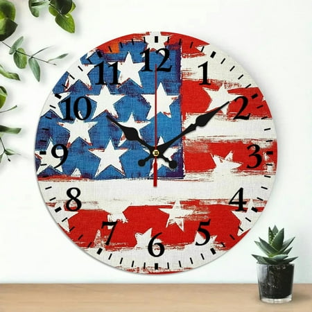 PRATYUS American Flag Baseball Pop Art Wall Clock 10 Inch Silent Decor 10x10in