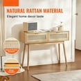 thumbnail image 3 of Choco Moon Rattan Console Table with 2 Drawers, Natural Rattan Entryway Table, Compact Hallway Table, Storage-Small Console for Living Room, 3 of 11