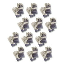 Mustang Leather Palm Gloves, Blue/Cream, Large, 12 Pairs -MPG1935L