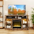 thumbnail image 2 of Costway TV Stand with Electric Fireplace LED Lights Remote Controls Storage Cabinets for TVs Up to 55 Inches Brown, 2 of 10