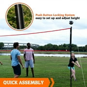 32-ft Outdoor Volleyball Net and Carrying Bag Set with Adjustable Steel Poles and Official Size Ball, Perfect for Parties by Hall of Games