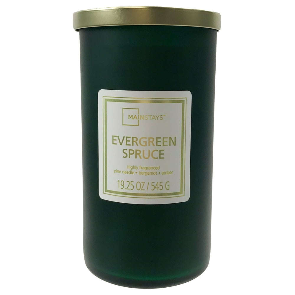 Mainstays Evergreen Spruce Frosted Glass SingleWick Candle, 19 oz