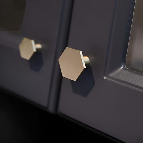 LAMIRO Brushed Brass Gold Hexagon Cabinet Knobs Dresser Drawer Pulls Kitchen Furniture Handle Hardware 2Pack (21x34mm,2 Pack)