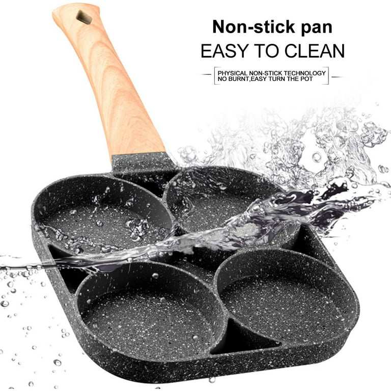 CASENCONTROS Egg Pan with flipping Lid - Nonstick Egg Frying Pan [4 Cup  Cooker] - Egg Pans Nonstick for Induction & Gas Cooker - Brush & Scraper