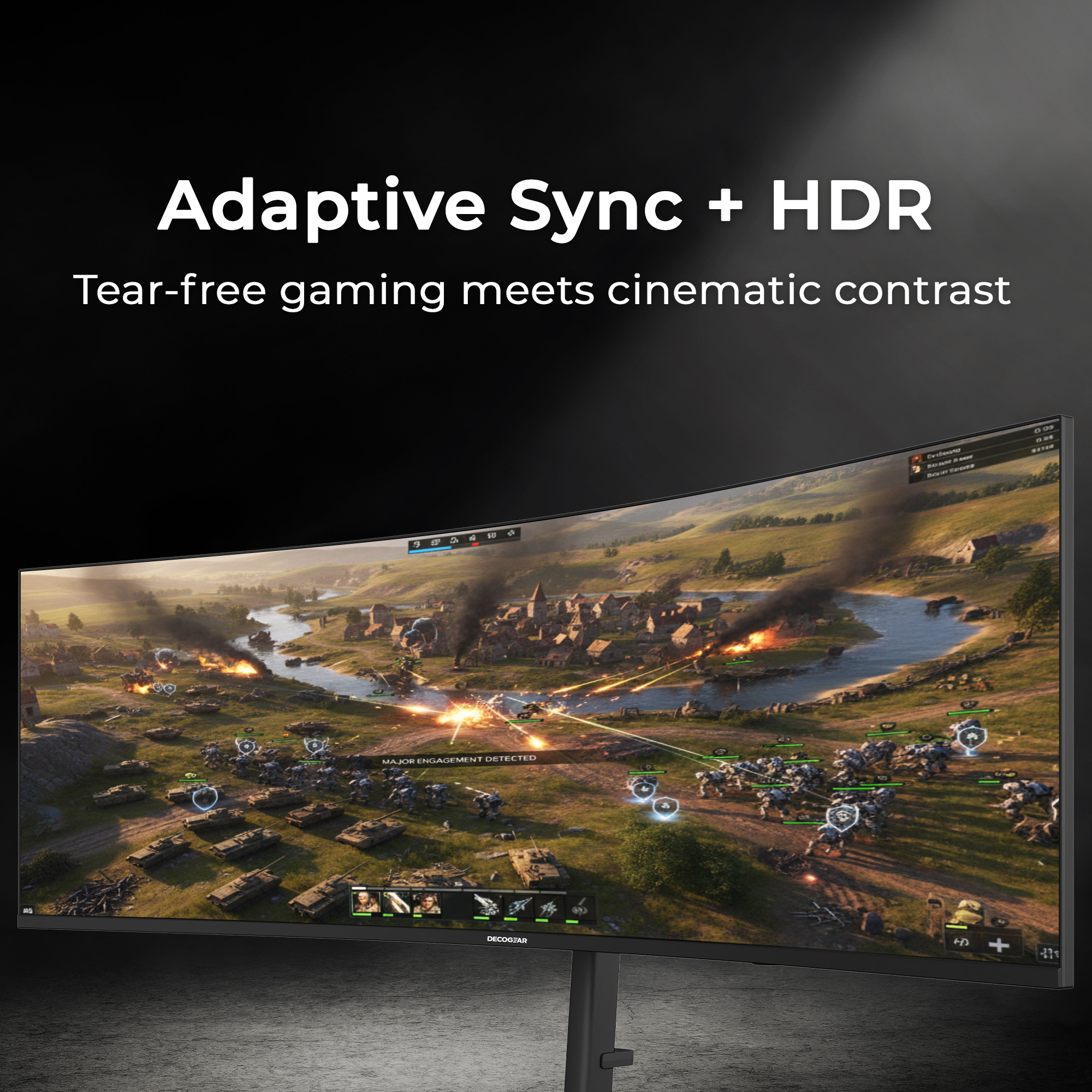 Deco Gear 49" QD-OLED 240Hz Curved Ultrawide Gaming Monitor - 5120×1440 DQHD, 32:9 Dual-QHD Display, 0.03 ms Response, HDR400 True Black, 90W USB-C, KVM, Adaptive Sync, RGB Lighting
