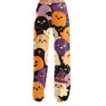 thumbnail image 5 of IYYVV Halloween Pajama Pants for Women Stretch Drawstring Lounge Pants Casual Pumpkin Printed Wide Leg Pjs Bottoms Yellow L, 5 of 5