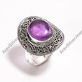 thumbnail image 3 of Purple Amethyst Stone 925 Sterling Silver Handmade Statement Ring Jewelry for Women, 3 of 5