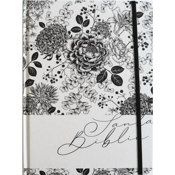 Biblia de Apuntes RVR 1960 Tapa Dura, Blanco y Negro con Flores (Edición Cantos Pintados) / Spanish Journalling Bible RVR 1960 HC Black and White with Flowers (Hardcover)