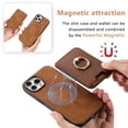 thumbnail image 2 of Allytech iPhone 15 Pro Case, Detachable Magnetic Wallet Case with Card Holder & Ring Stand, Support Car Mount, Premium PU Leather Shockproof Durable Protective Slim Case Cover - Brown, 2 of 11