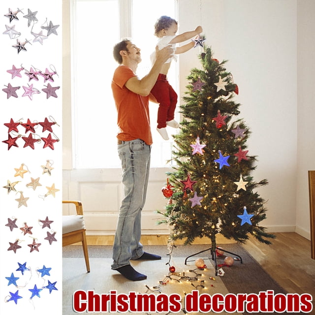 Xihbxyly Adornos para Árbol de Navidad, Estrellas de Pvc con Purpurina, Diseño Duradero E Irrompible, Elegante Decoración Navideña, Perfectos para La Oficina y El Hogar, Juego de 6 Piezas, Tamaño 7 C