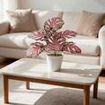 thumbnail image 4 of huayou 17.72 inch Variegated Pink Artificial Monstera Plant with White Pot, Faux Split Leaf Potted Greenery, Indoor Tabletop Living Room Office Decoration, 4 of 9