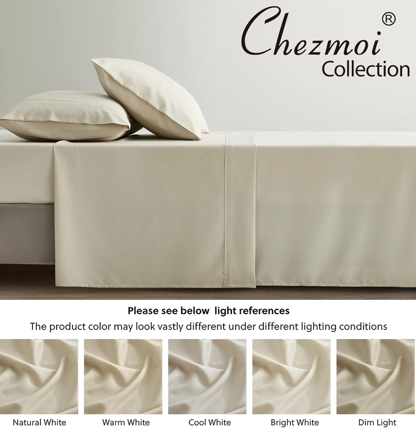 Chezmoi Collection 4-Piece Stone Washed King Sheet Set, Rayon Derived from Bamboo & Polyester Blended, Breathable & Cooling 15-Inches Deep Pocket Sheets & Pillowcases Set, Sand