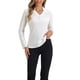 thumbnail image 4 of INSPIRAR CHIC Blusa de terciopelo de mujer con cuello en V y mangas largas Talla S Blanca, 4 of 6