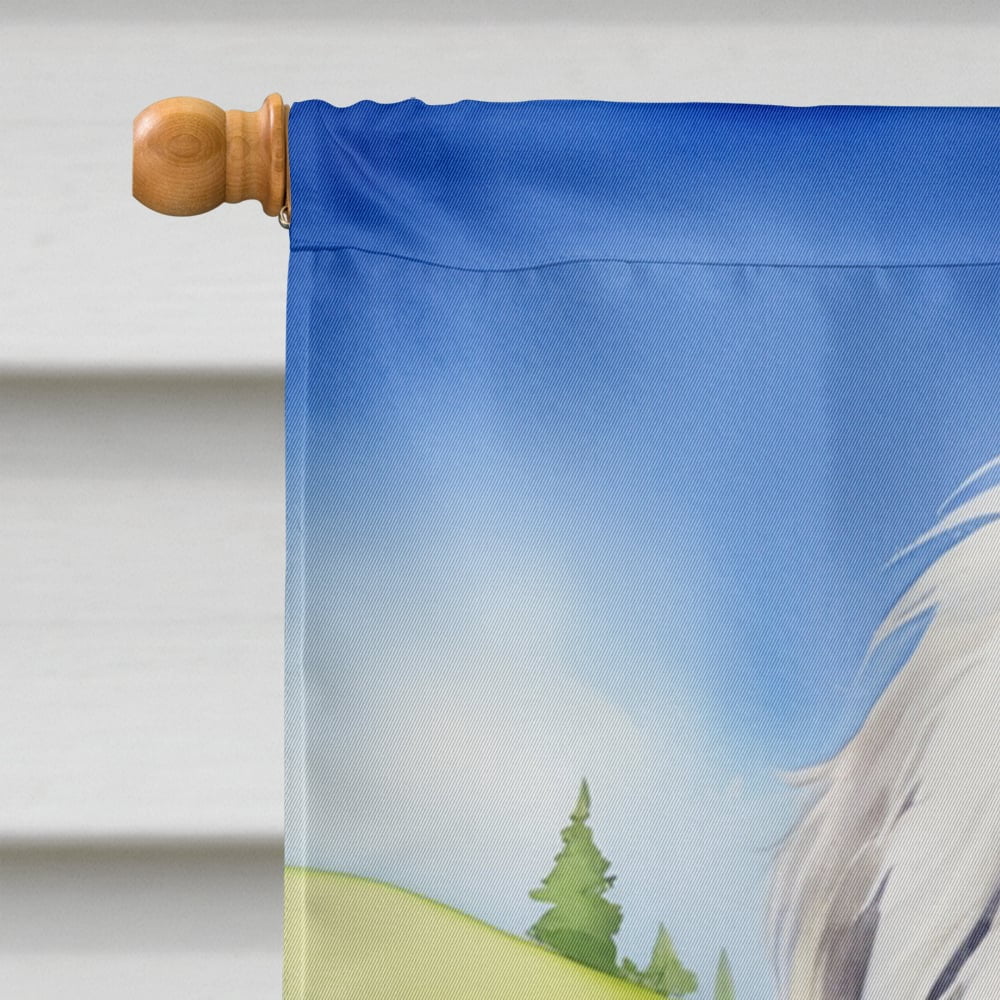 Old English Sheepdog Easter Egg Hunt House Flag 28 in x 40 in