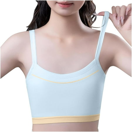 Gnurob Clearance Deals Training Bras for Girls 12-15 Sports Seamless Bra Thin Bralette Comfortable Breathable Bralettes for Teens 02-Blue Large