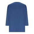 thumbnail image 4 of Ltctricy T Shirts for Women Fashion 3/4 Length Sleeve V Neck Scalloped Trim Solid Color Tunic Tops Casual Loose Tee Blouses(Dark Blue,X-Large), 4 of 5