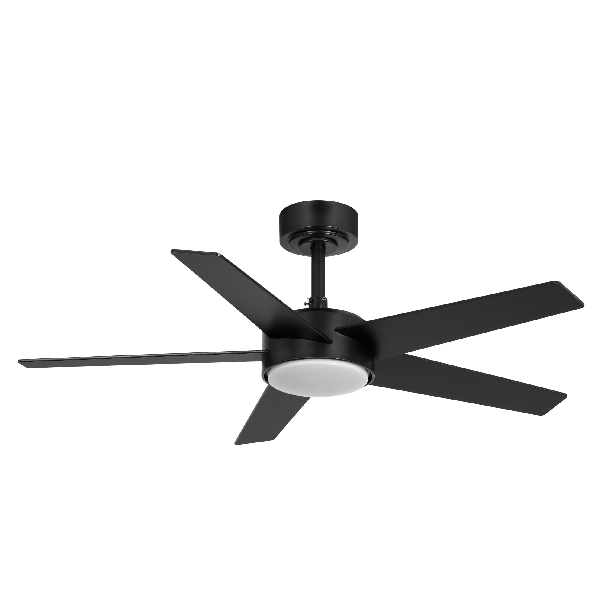 Mainstays 44 inch Black Downrod DC Covered Outdoor Ceiling Fan with Integrated LED Light, Remote Control, 6 Speeds, and Fast-Install Blade System