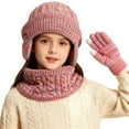 thumbnail image 6 of OGLCCG 3Pcs Boys Girls Winter Beanie Hat Scarf Gloves Set Thick Knitted Fleece Lined Earflap Beanie Neck Warmer Touchscreen Gloves for Kids 2-18 Years, 6 of 6