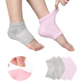 thumbnail image 1 of Cribun Moisturizing Heel Socks for Dry Cracked Heels, 2Pair, Gray&Pink, 1 of 7