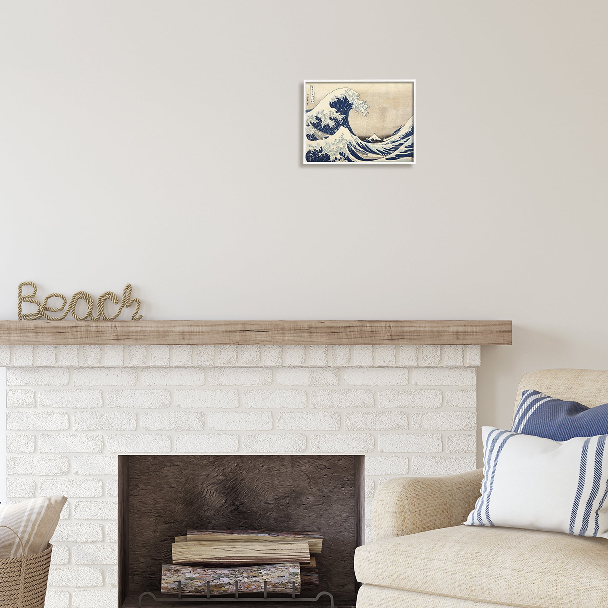 Stupell Industries Classic Tsunami Wave Nature Painting White Framed Art Print Wall Art, 14 x 11