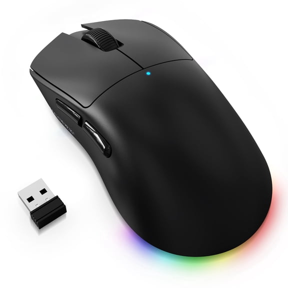 AJAZZ NJ08 Wireless Gaming Mouse 70g Lightweight, 12800 DPI, RGB Strip, 3-Mode Connection 2.4GHz/BT/Wired, 1000Hz Polling Rate, Ergonomic Right-Handed Design for PC, Mac, Windows, Laptop