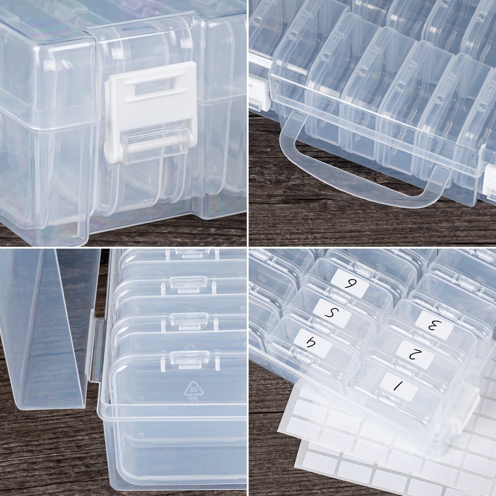 Bead Organizer Box, 30 Slots Bead Storage Containers, Mini Plastic Diamond Painting Accessory Storage Boxes with Hinged Lids for Rhinestones Beads Jewelry Seeds Crafts Small Items (2 Pack)