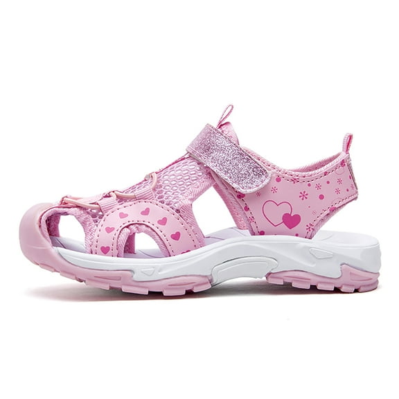 Cyiecw Girls Sport Sandals Kids Summer Closed-Toe Beach Sandals Outdoor Non-slip Water Sandals