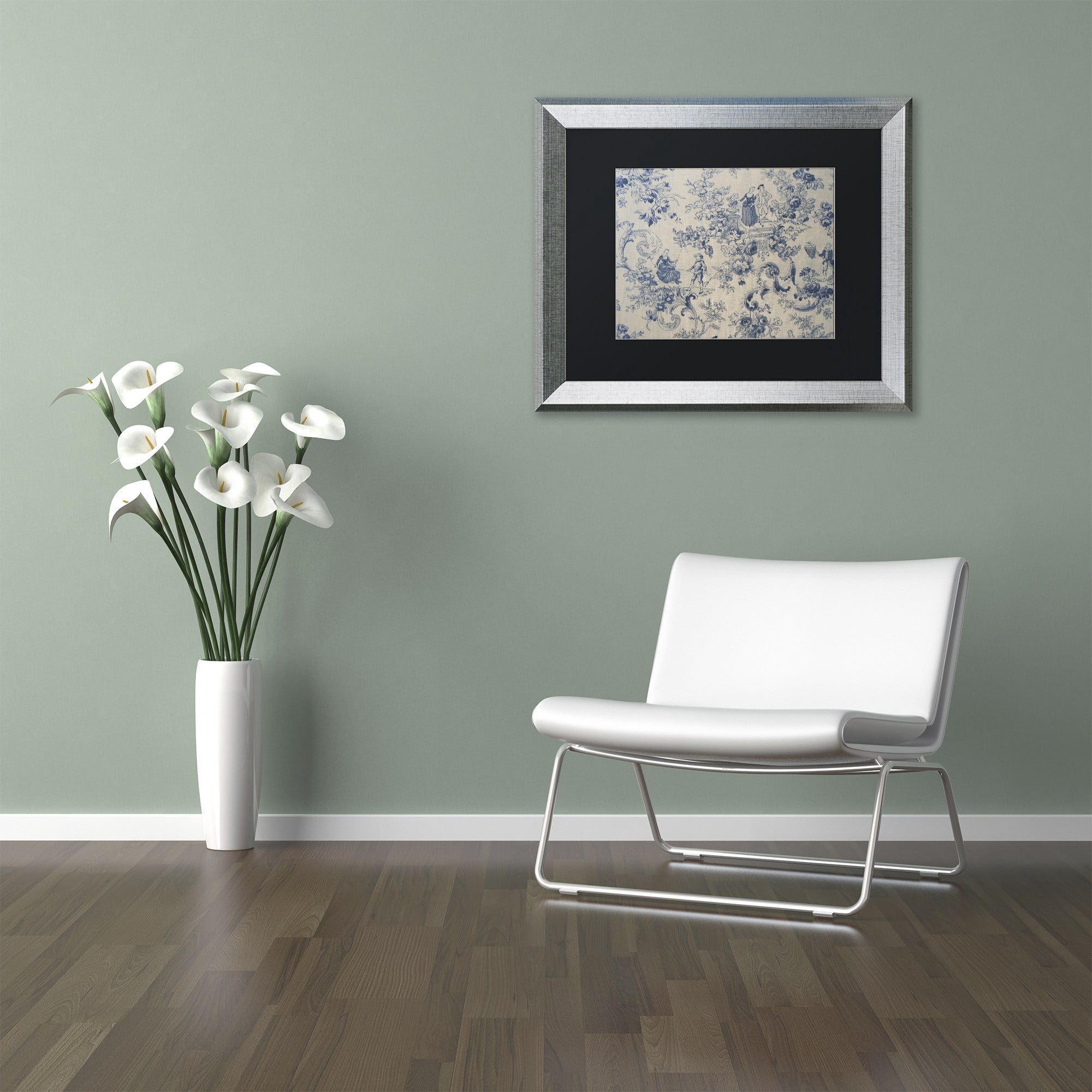 Trademark Fine Art "Toile Fabrics I" Canvas Art by Color Bakery Black Matte, Silver Frame