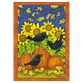 thumbnail image 1 of Toland Home Garden Fall Crows 28 x 40 Inch Decorative Colorful Fall Autumn Pumpkin Black Bird House Flag, 1 of 1