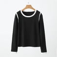 thumbnail image 2 of Plebaso Hauts pour Femmes Manches Longues Col Rond Chemises Amples Pull Décontracté Tunique Douce Confortable pour Femmes, 2 of 6