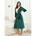 thumbnail image 4 of PajamaX Women's Fleece Hooded Bathrobe Soft Plush Long Spa Robe Lightweight Fluffy Cozy Shower Bathrobe (S, Green), 4 of 7