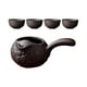 thumbnail image 3 of Tetera de cerámica con juego de tazas, tetera, tetera, teteras con mango anti-escaldaduras negro con palabra, 3 of 9