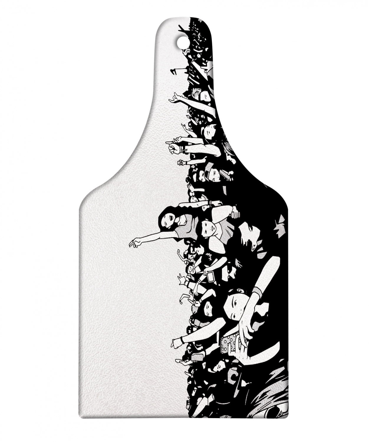 Crazy Art Cutting Board, Festival Themed Pattern of a Crowd Having Fun