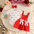 thumbnail image 4 of JIAYUE Baby Girls 3 Piece Outfit Ruffle Shoulder Graphic Long Sleeve Bodysuit Bow Decor Straps Dress And Headband For Daily Casual Wear,12-18 Months, 4 of 5