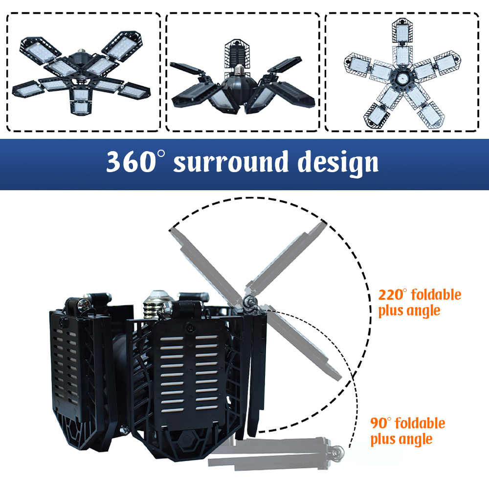 180W LED Garage Lights,18000LM 6500K LED Garage Ceiling Lights with 10+1 Deformable Adjustable Panels,Super Bright LED Lights for Garage E26/E27,1PACK