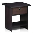 thumbnail image 2 of Furinno 10004DWN End Table & Night Stand Storage Shelf with Bin Drawer, Dark Walnut, 2 of 7
