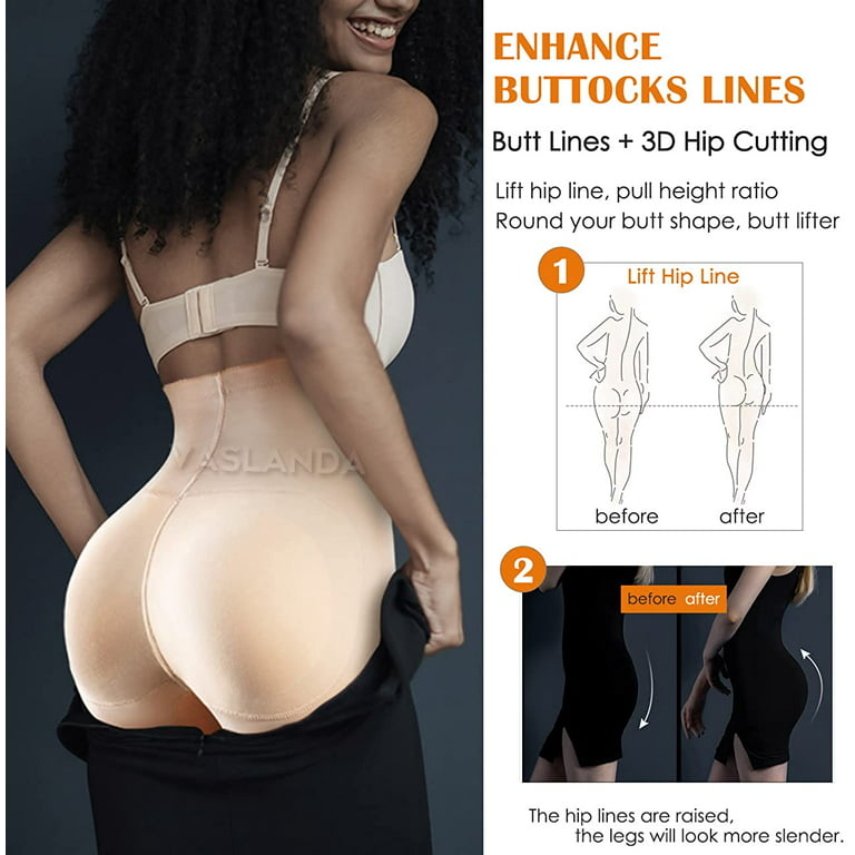 VASLANDA 2 Pack Womens Butt Lifter Panties Seamless Padded