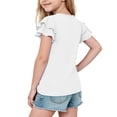 thumbnail image 4 of HAiming Girls Tops Ruffle Short Sleeve Tiered Tee Solid Color Loose Casual Trendy T Shirts Summer Beach Vacation Workout Kids Tops, 4 of 7