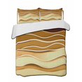 thumbnail image 2 of Coastal Yellow Twin XL Size Down Alternative Comforter,Lightweight Comforter Quilt Bedding Set with Pillow Shams Ombre Ocean Wave Stripes Brown Beach Sand Bed Comforter Duvet Insert 68"x98", 2 of 7