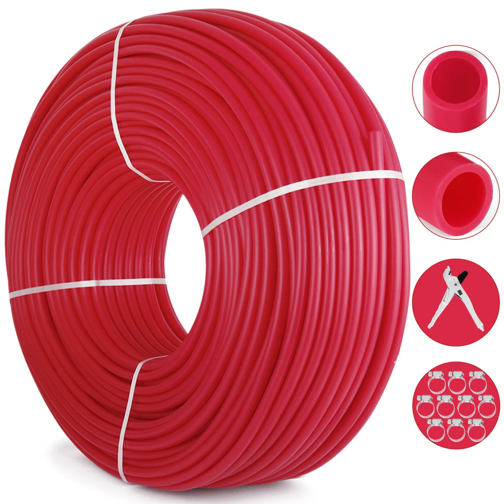 EVOH PEX-B Pipe for Residential Commercial Radiant Floor Heating Pex Pipe 1/2 O2-Barrier, 900Ft/Red 1/2 Inch X 900 Feet Tube Coil Happybuy Oxygen Barrier PEX Tubing