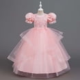 thumbnail image 4 of HJYCHN Dresses for Girls Short Puff Sleeve Long Formal Dress with Embroidered Bodice and Ribbon for Girls' Dresses 4-5 Years, 4 of 9